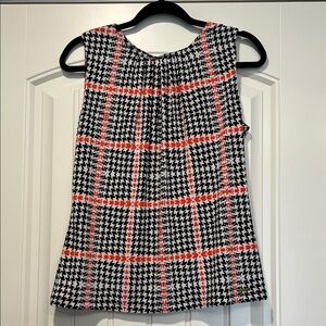 Calvin Klein Black and Orange Houndstooth Blouse